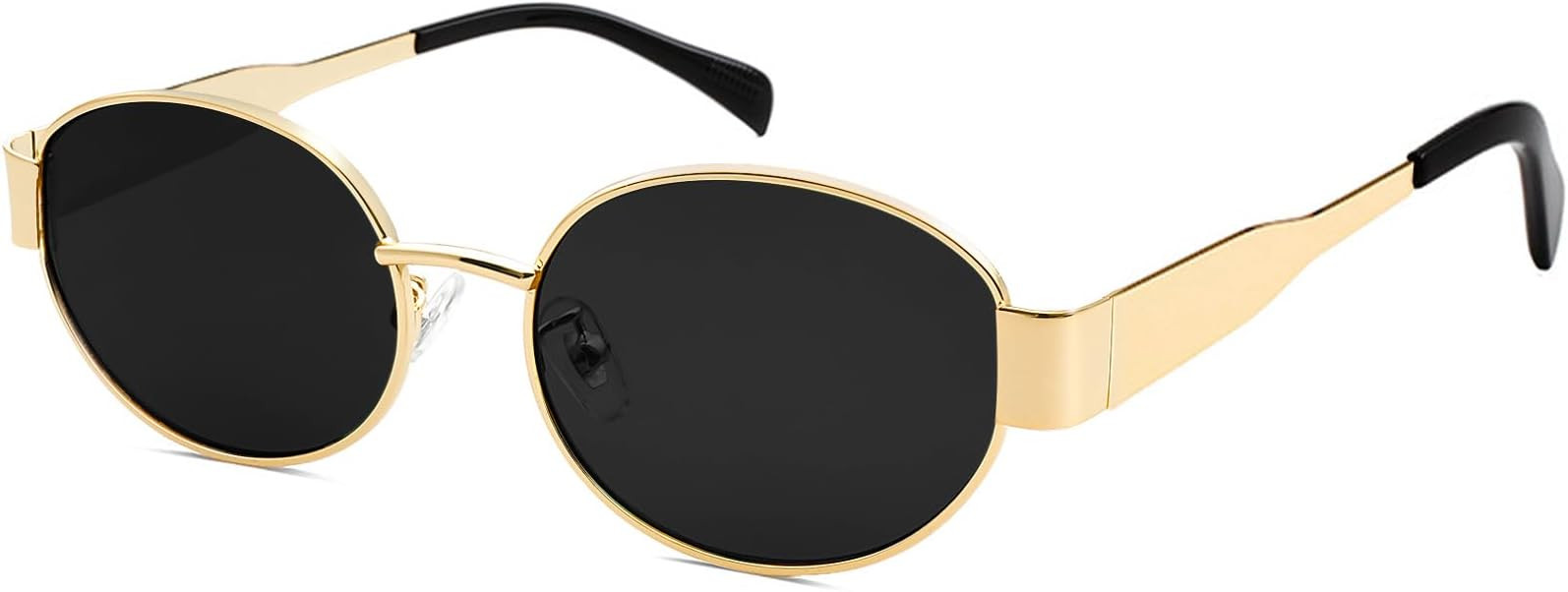 knliwkm Trendy Retro Oval Sunglasses for Women Gold Fashion Designer Shades Vintage 90s Style Cla... | Amazon (US)