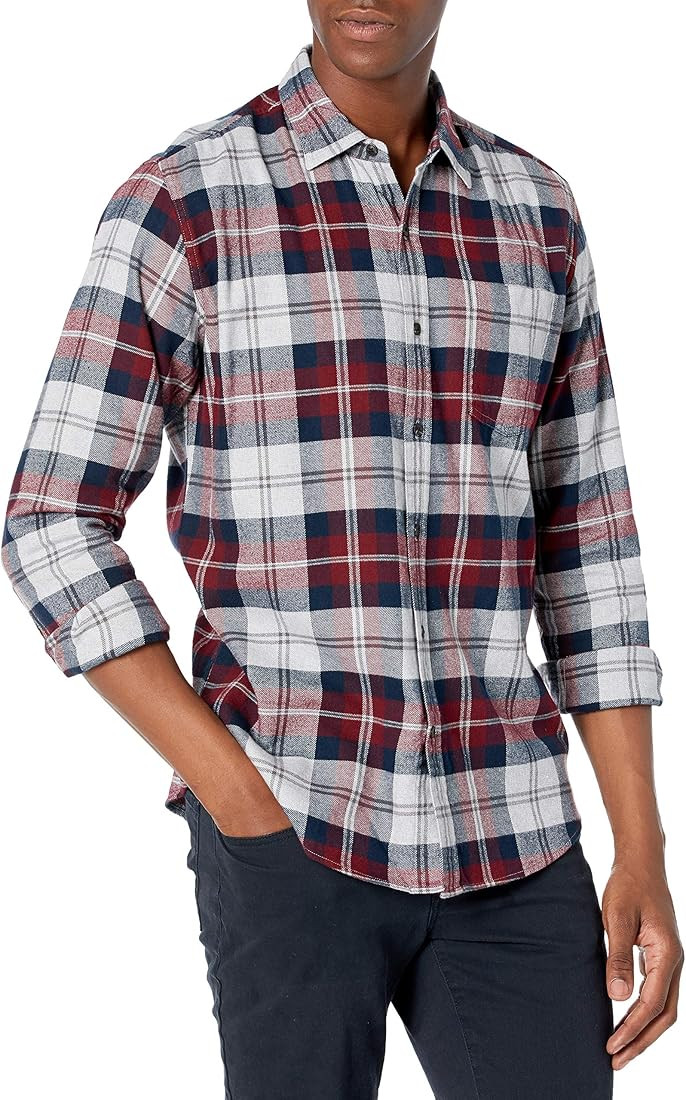 Amazon Essentials Men's Regular-Fit Long-Sleeve Flannel Shirt | Amazon (US)