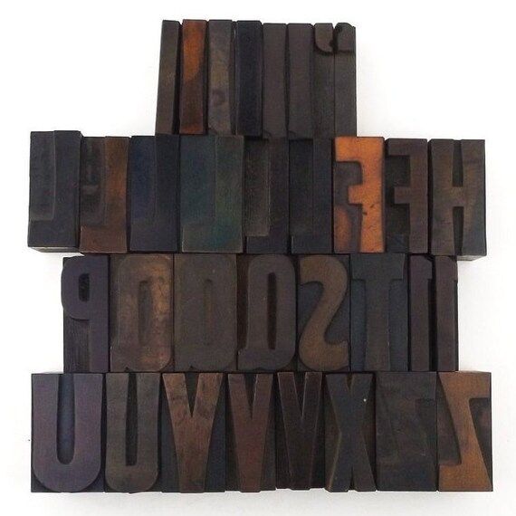 Vintage Antique Wood Letterpress Type Printer Blocks Letters - Etsy | Etsy (US)