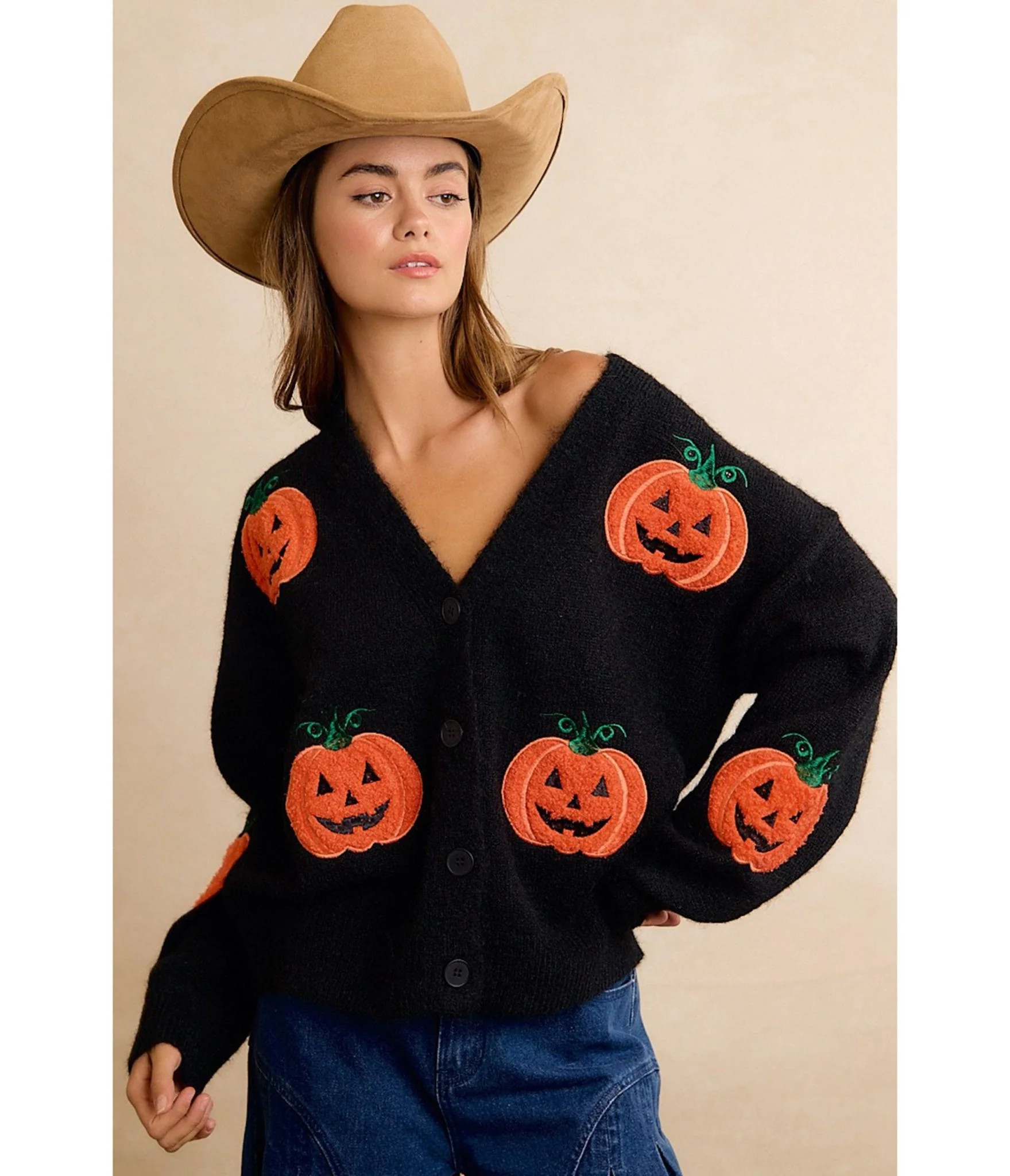 Black Pumpkin Patch Cardigan | Unique Vintage - North America