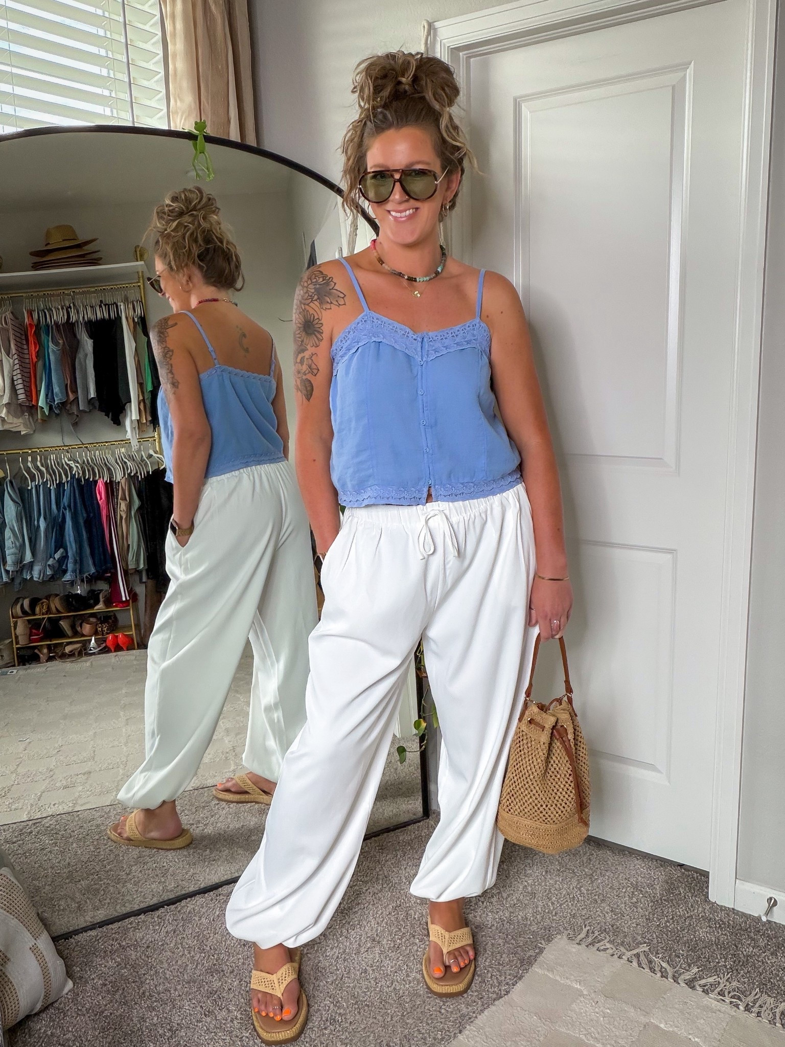  US 10 pants, medium regular top (comes in tall) and 11 sandals. All come in more colors! 

#LTKTall #LTKOver40