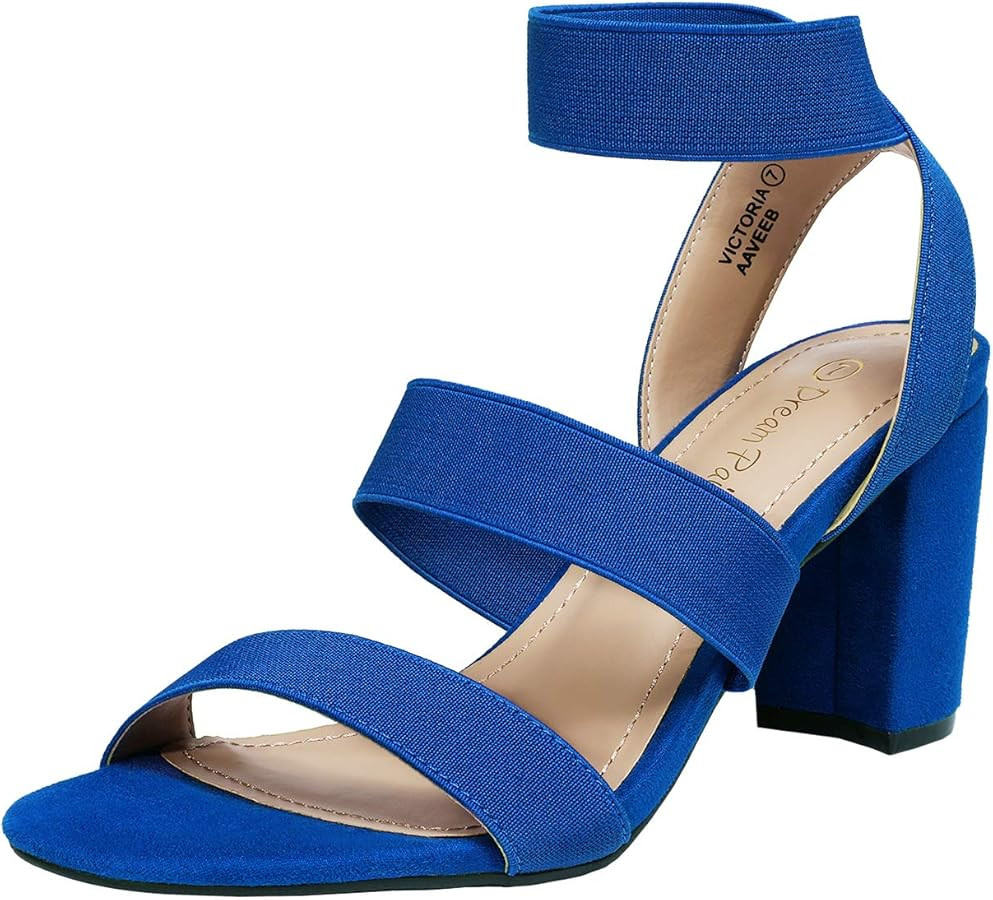 DREAM PAIRS Women's Open Toe High Chunky Elastic Strap Dress Heel Sandals | Amazon (US)
