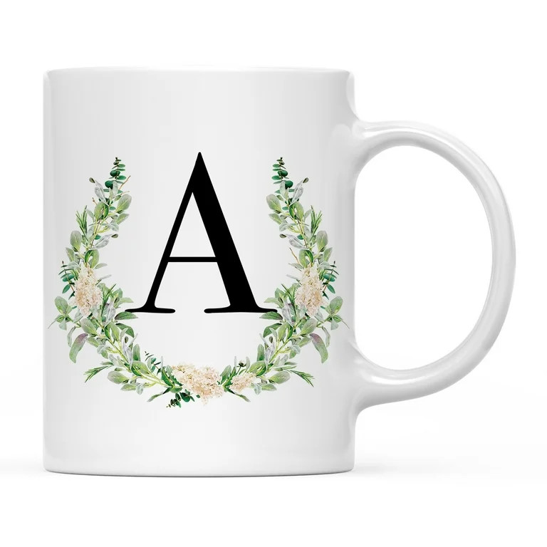 Andaz Press Ceramic Coffee Mug, Garden Green Monogram Initial Letter A | Walmart (US)
