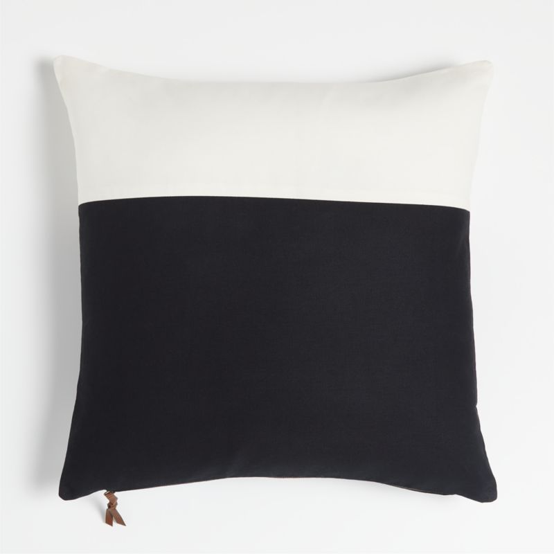 Shinola Mackinac 23"x23" Black and White Outdoor Pillow + Reviews | Crate & Barrel | Crate & Barrel