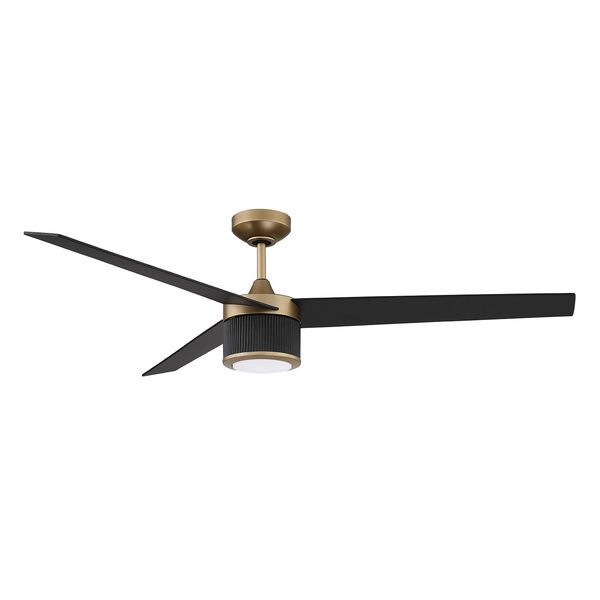 Trilon Oilcan Brass and Black LED Ceiling Fan with Black Blades | Bellacor