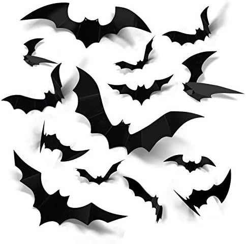 Coogam Halloween 3D Bats Decoration, 60PCS 4 Sizes Realistic PVC Scary Bats Window Decal Wall Sticke | Amazon (US)