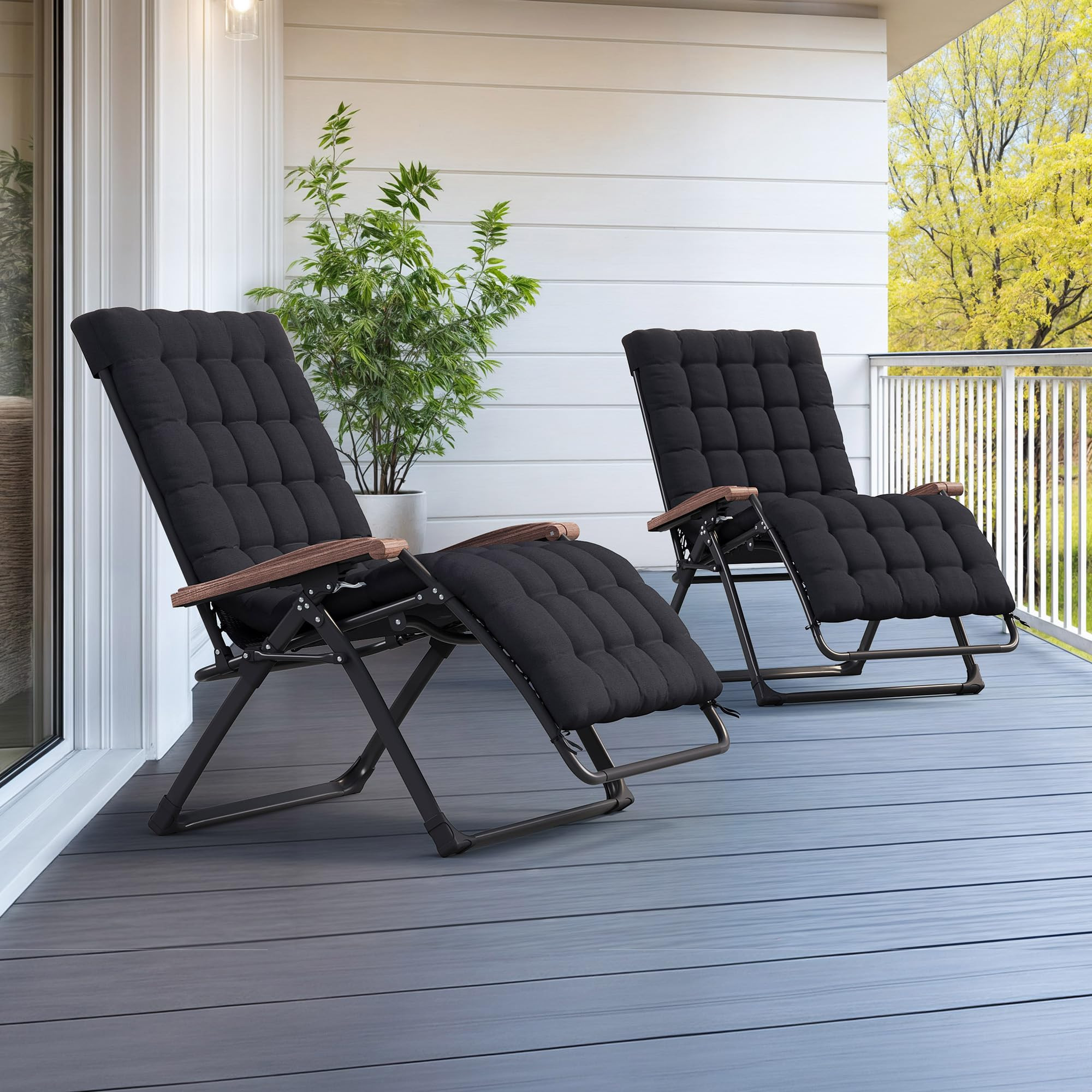 PURPLE LEAF Extra Wide Outdoor Reclining Chair Set of 2 Patio Zero Gravity Chaise Lounge Folding ... | Amazon (US)