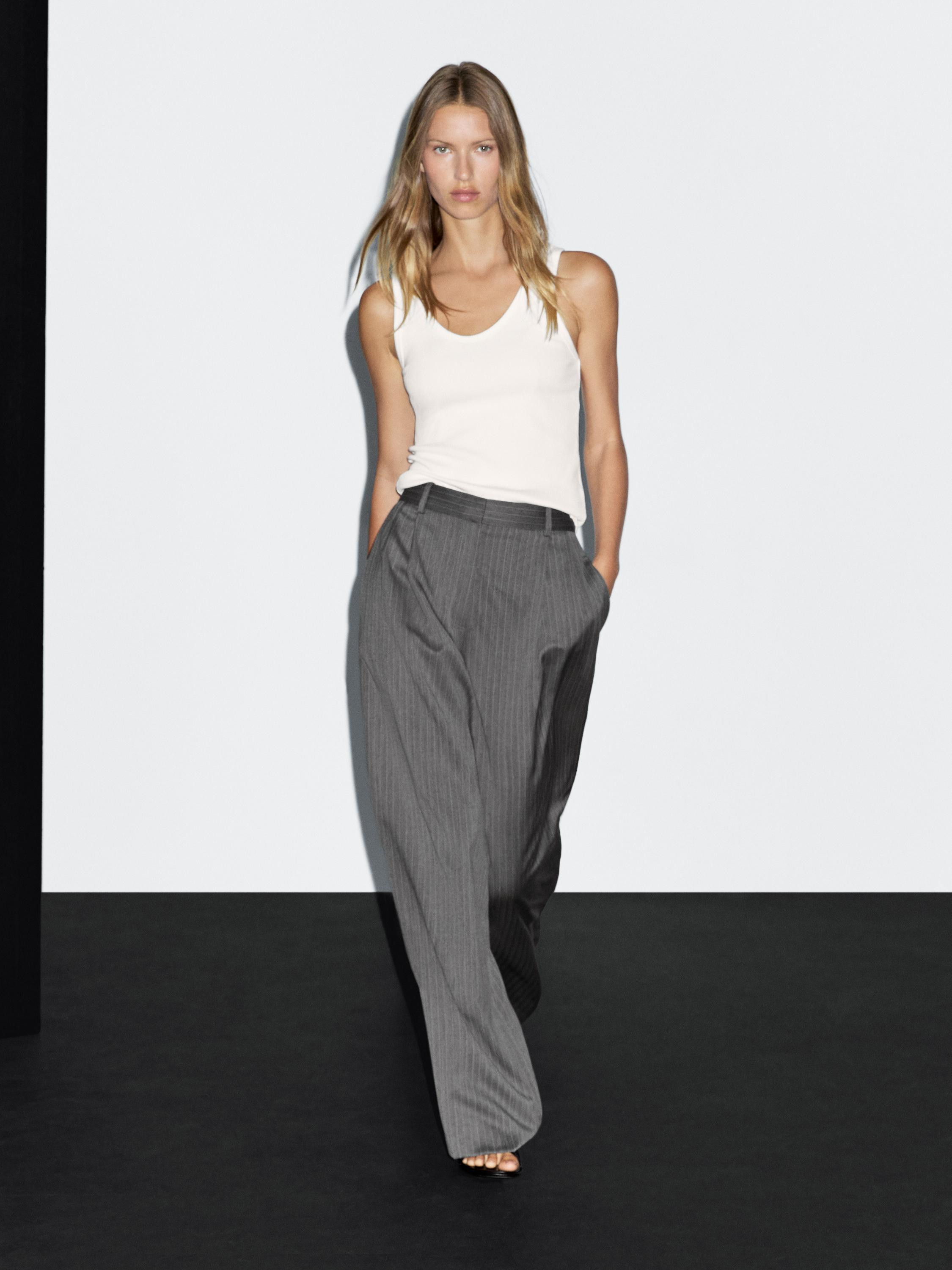 100% wool pinstripe trousers | Massimo Dutti US