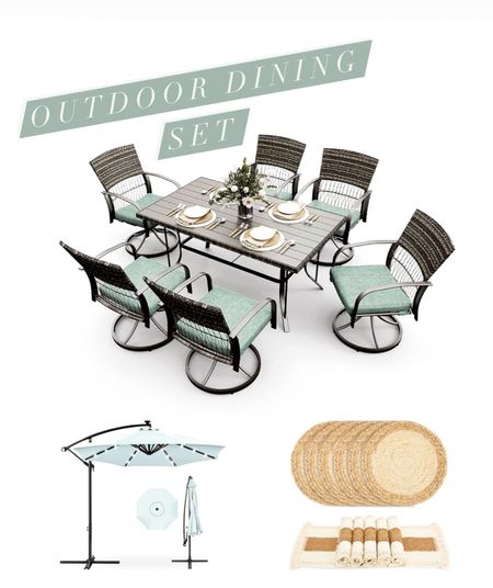 Outdoor dining set, outdoor furniture, patio decor 

#LTKFamily #LTKSeasonal #LTKHome