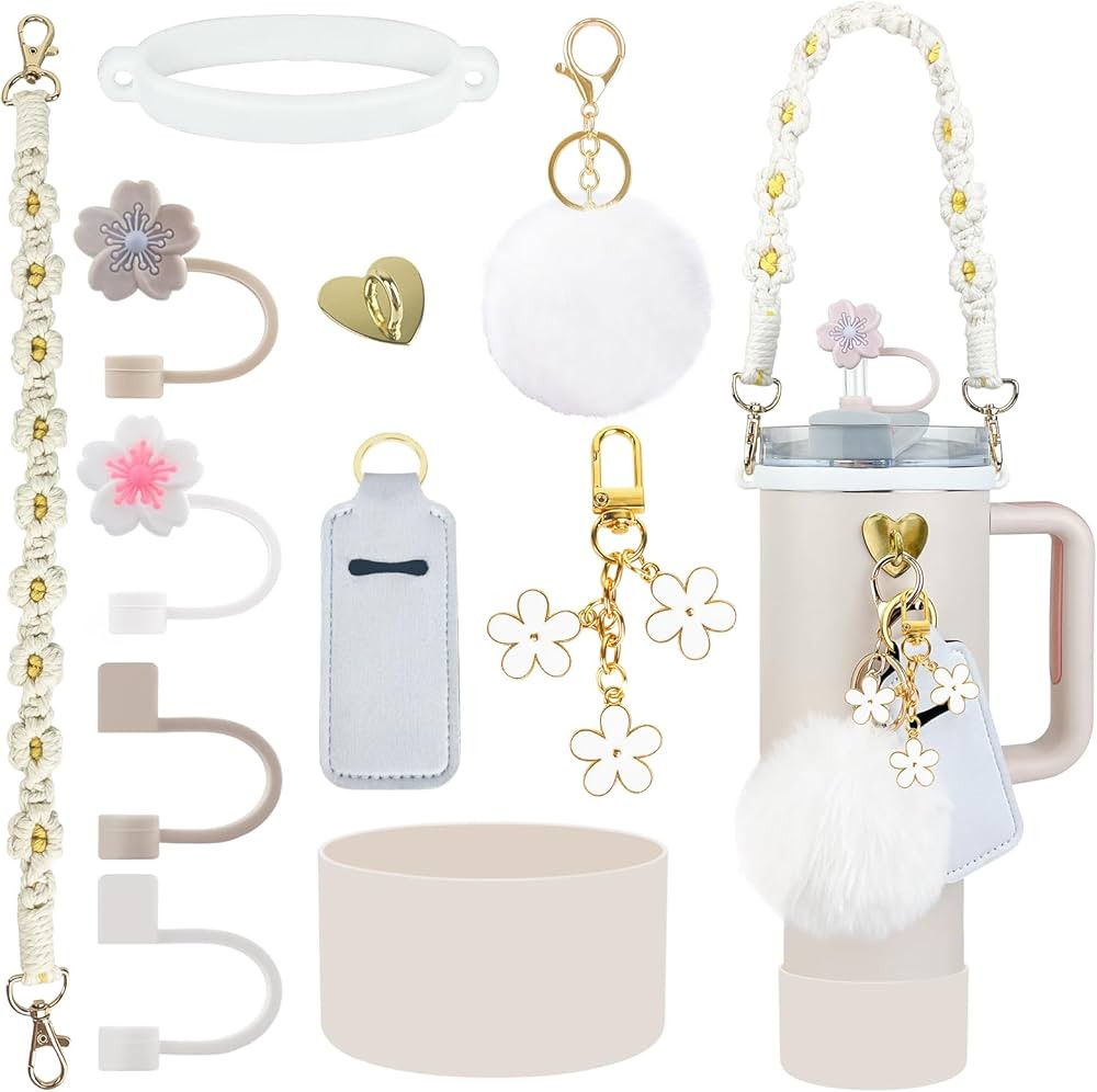 11 PCS Cup Accessories for Stanley Cup, Water Bottle Handle Strap for Stanley 30/40 oz tumbler wi... | Amazon (US)