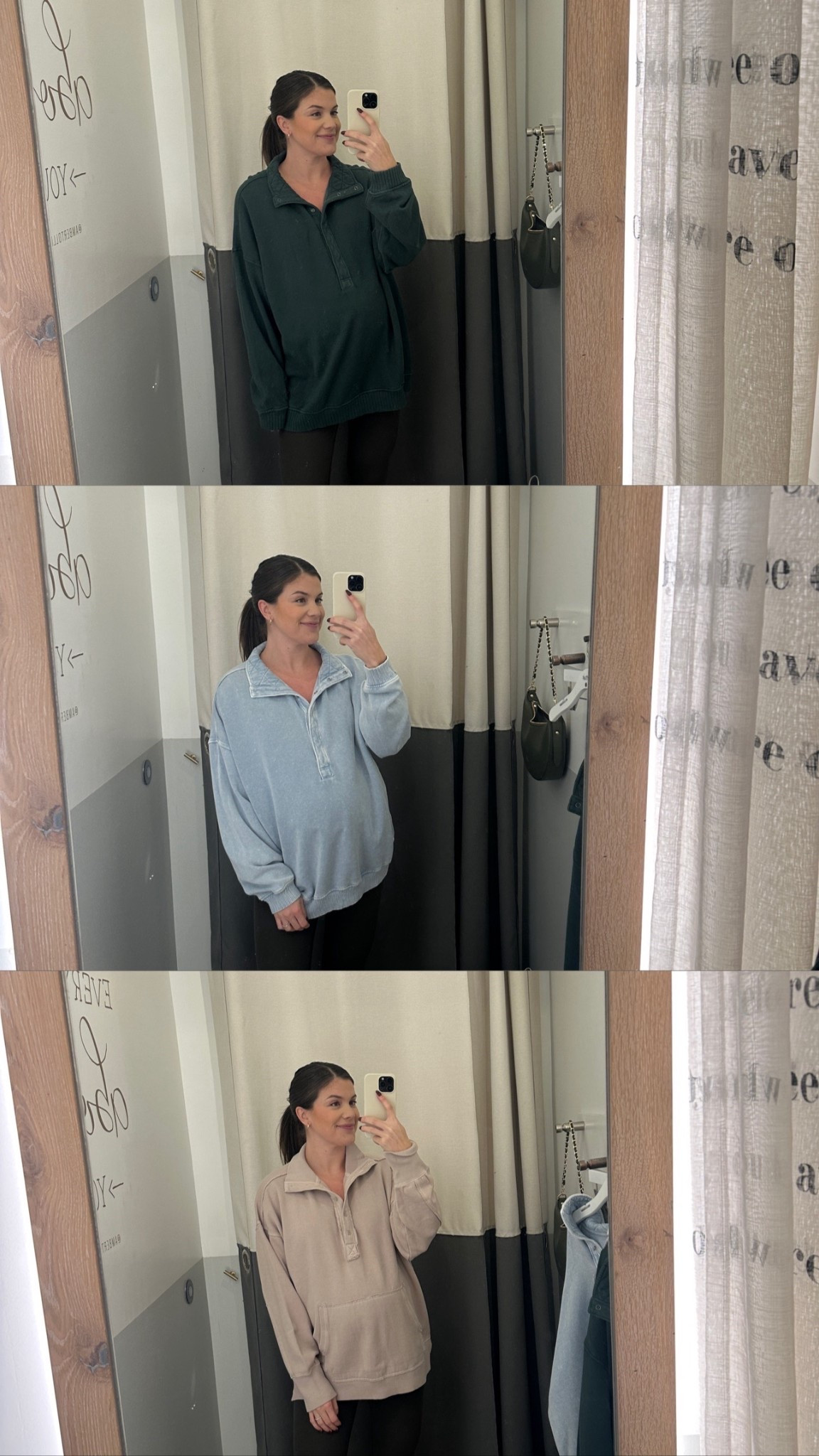 Snagged a ton of pieces I’ll probably live in as we anxiously await our little girls arrival in 2 weeks! 

M in all Aerie Go-To Slouchy Sweatpants & Aerie Après Chill Trouser 
L in all tops (they’re already oversized but I wanted super oversized) Oh Snap top stock is low, but same color in the Aerie Vintage Snap 

#LTKmomlife #LTKBump #LTKootd