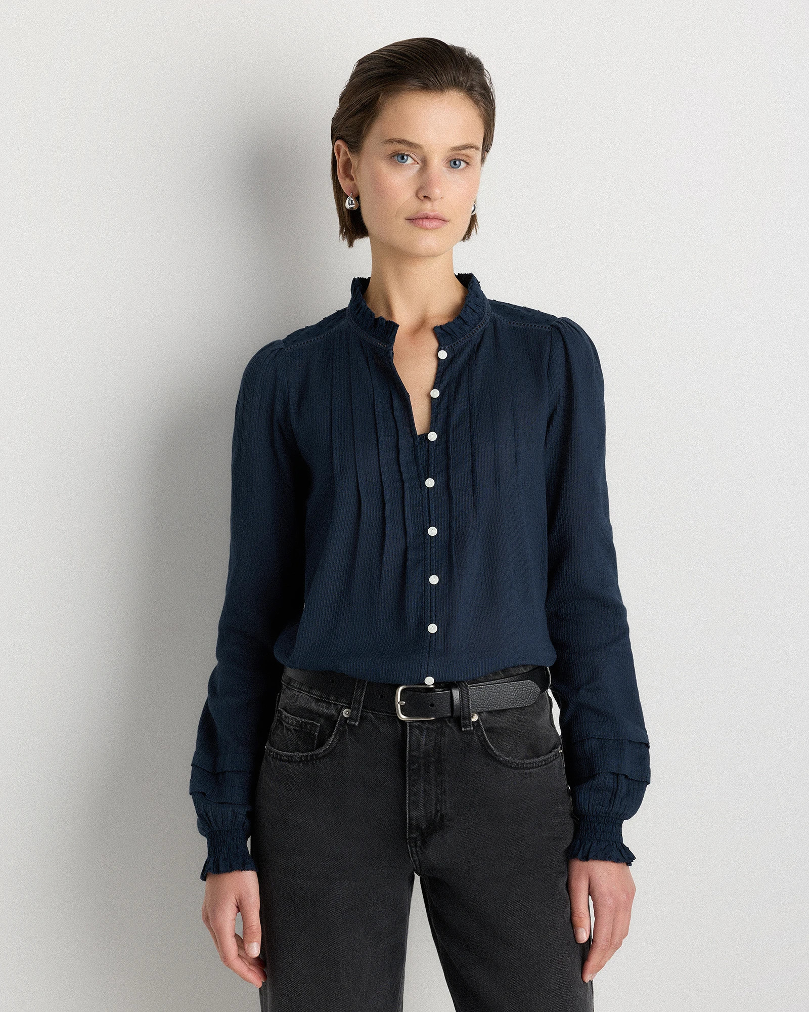 Organic Textured Cotton Peasant Blouse | Quince
