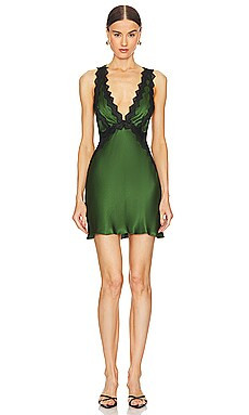 Shona Joy Camille Cross Back Mini Dress in Fern & Black from Revolve.com | Revolve Clothing (Global)