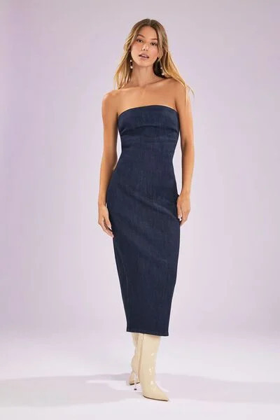 Denim Midi Tube Dress | Forever 21