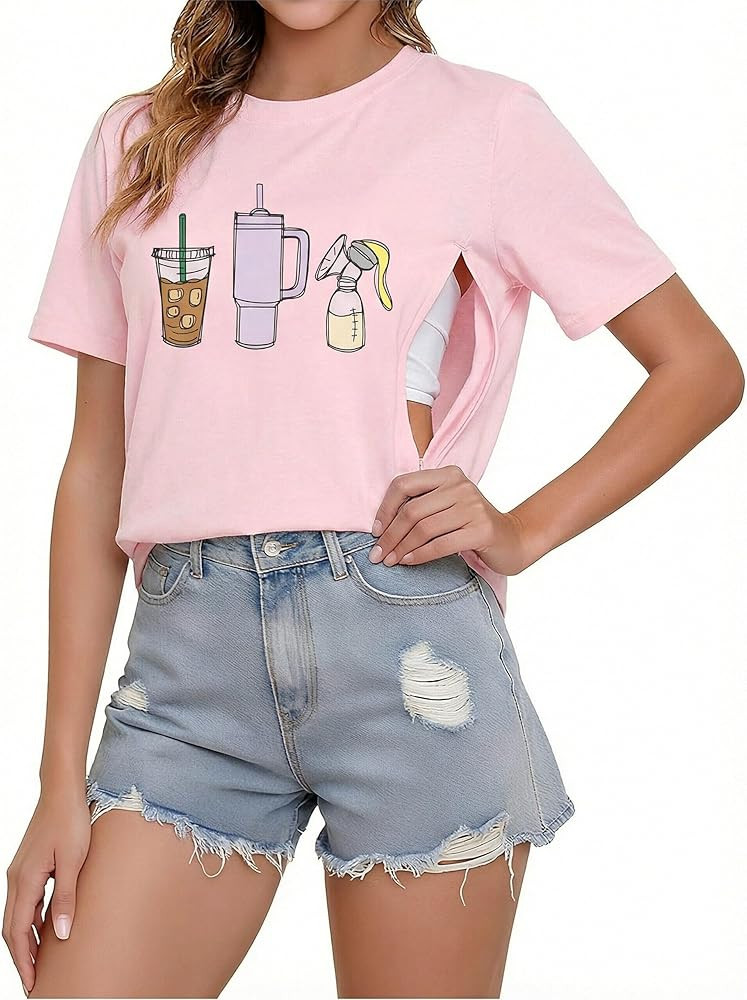 Breastfeeding Shirts for Women Nursing Shirts for Breastfeeding Hidden Zipper Maternity Tops | Amazon (US)