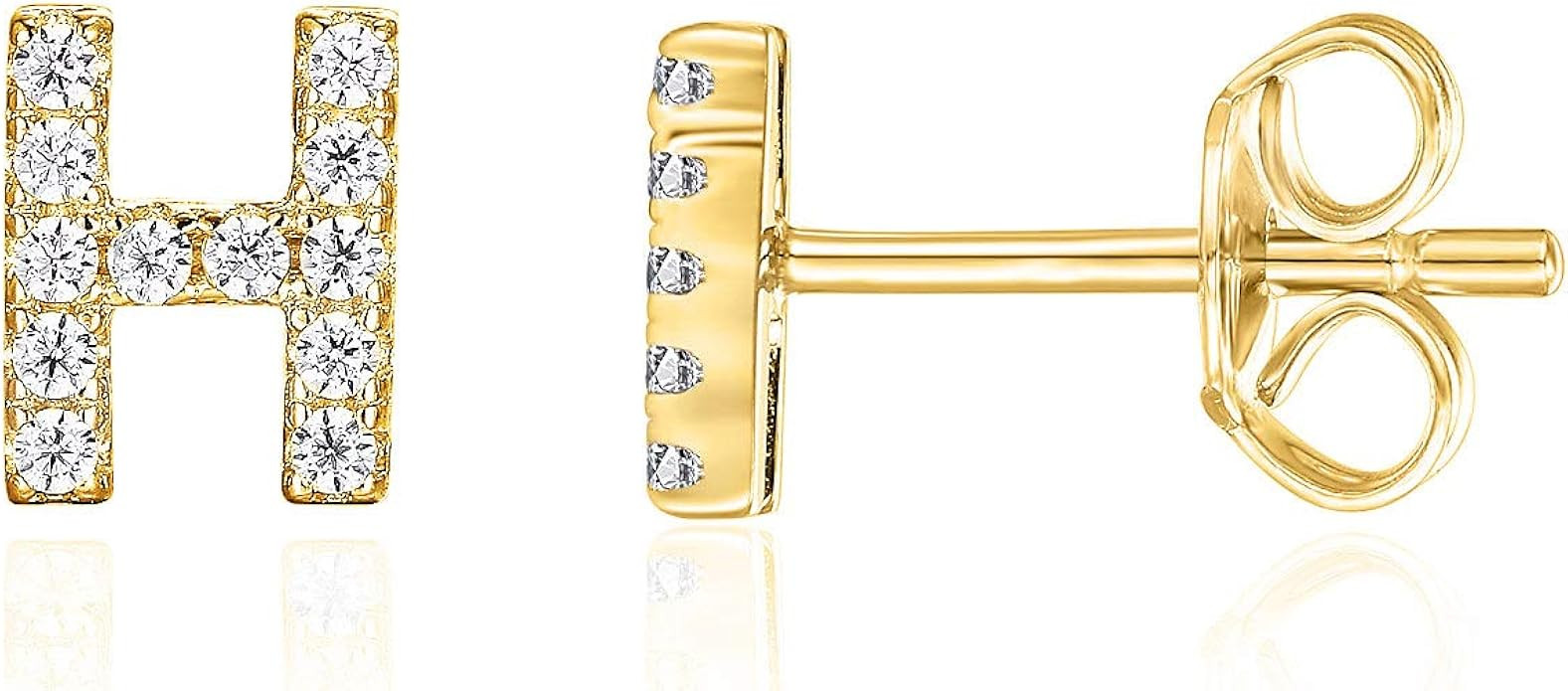PAVOI 925 Sterling Silver CZ Simulated Diamond Stud Earrings Fashion Alphabet Letter Initial Earr... | Amazon (US)