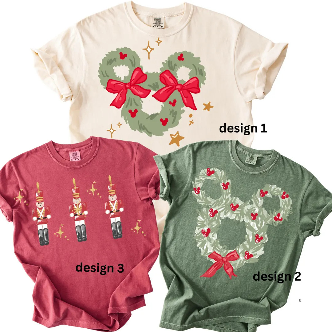 Comfort Color® Disney Coquette Bow Christmas Wreath Shirt Mickey Tis the Season Sweatshirt Disne... | Etsy (US)