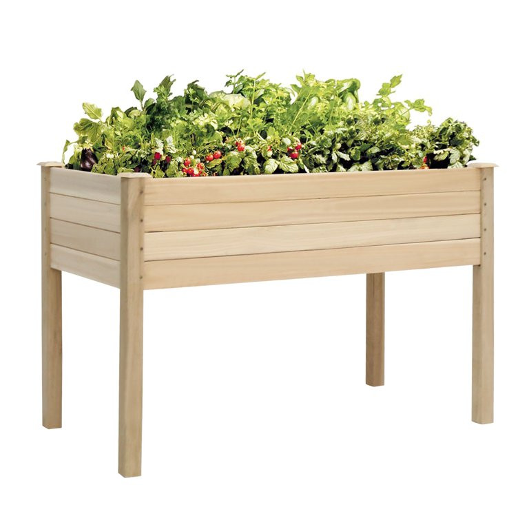 Kinbor Wooden Raised Garden Bed Elevated Planter Kit Grow Flower Vegetables | Walmart (US)