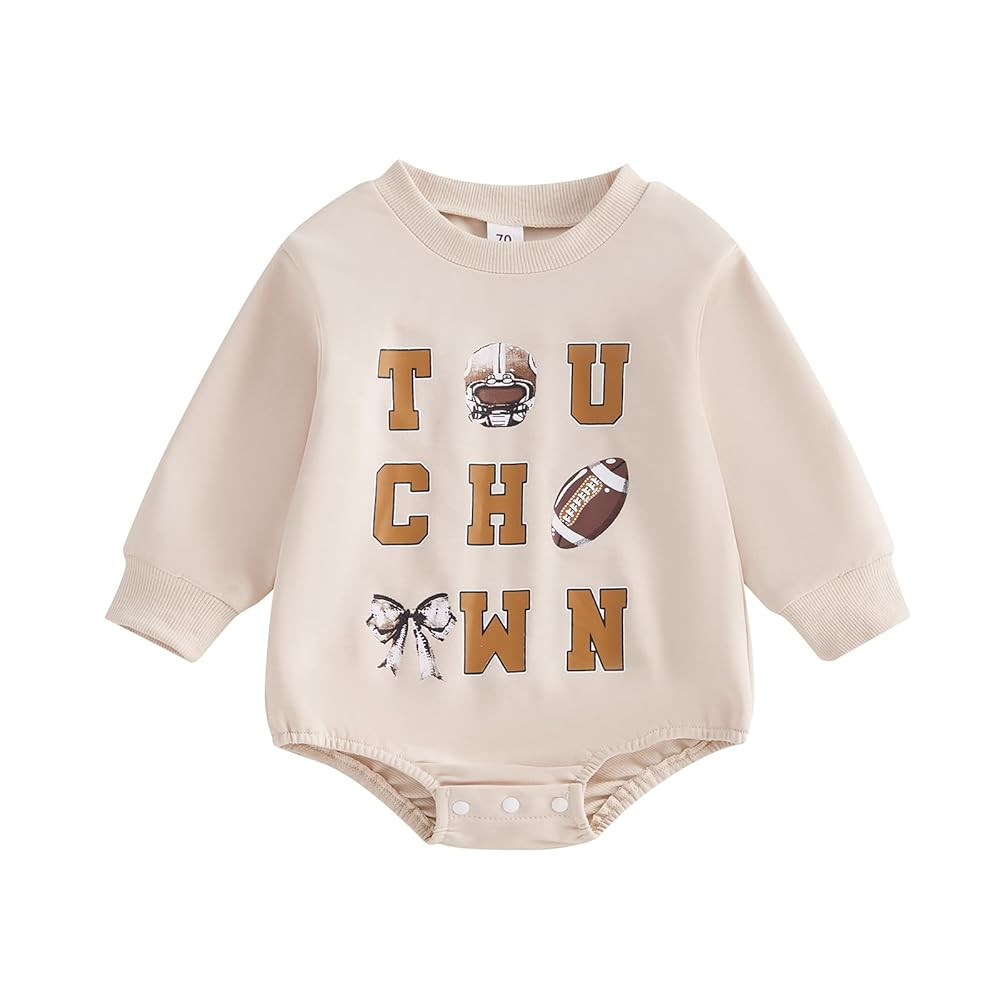 Karwuiio Baby Boys Girls Fall Winter Outfits Long Sleeve Oversized Football Pullover Sweatshirt R... | Amazon (US)