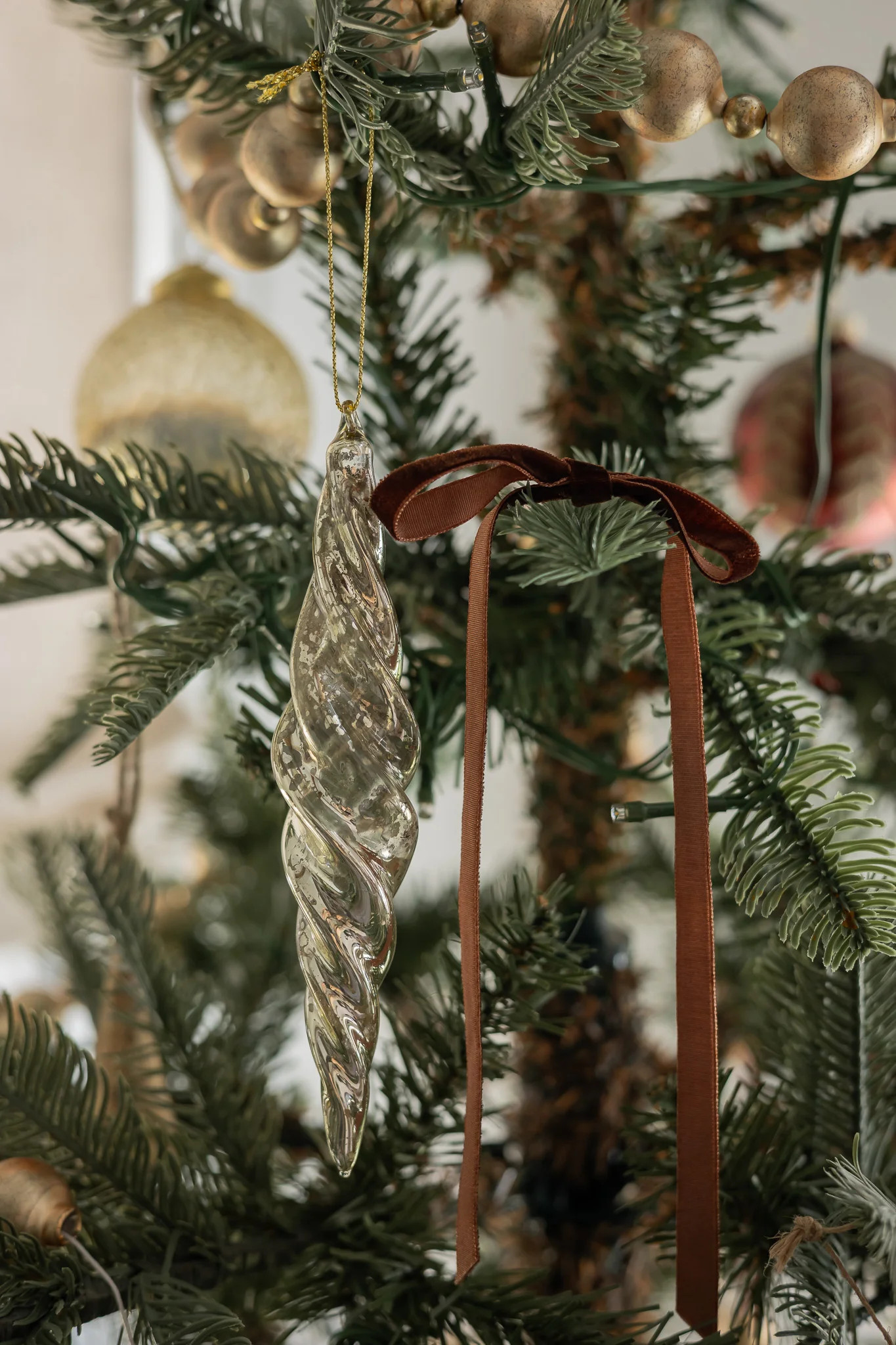 Silver Spiral Glass Ornament | Cottage and Key
