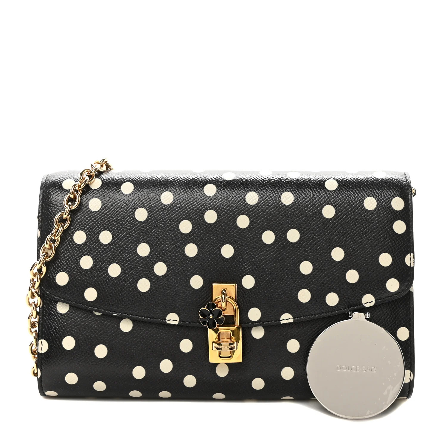 Dauphine Polka Dot Print Shoulder Bag Black | FASHIONPHILE (US)