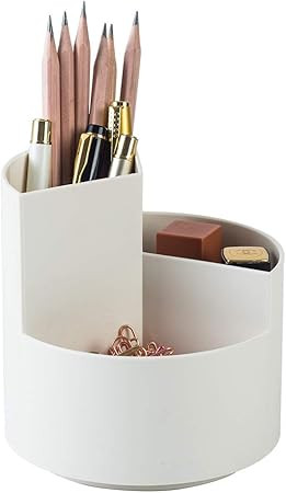 YOSCO 360° Rotating 3 Grid Pen Holder Stand for Desk Cute Pencil Cup Pot Desk Organizer Makeup B... | Amazon (US)