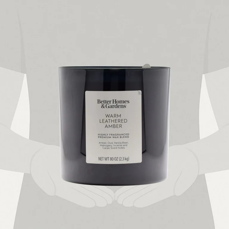 Better Homes & Gardens Warm Leathered Amber Scented 4-Wick 80oz (2.26 kg) Large Oversized Jar Can... | Walmart (US)