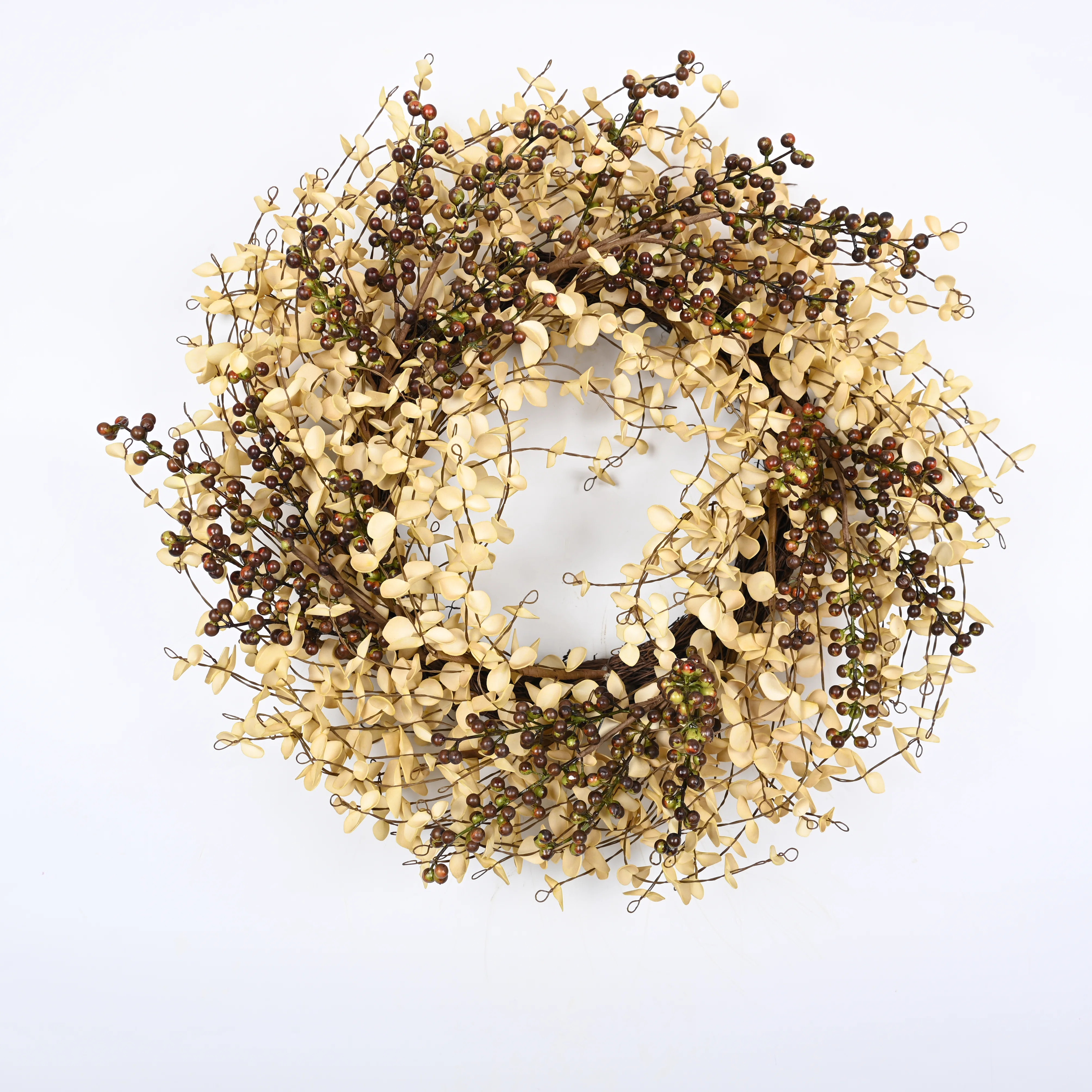 Artificial Farmhouse Fall Harvest Twig Blossoms Cluster Greenery Mini Eucalyptus Berry Thanksgiving Day Decor Front Door Wreath | Wayfair North America