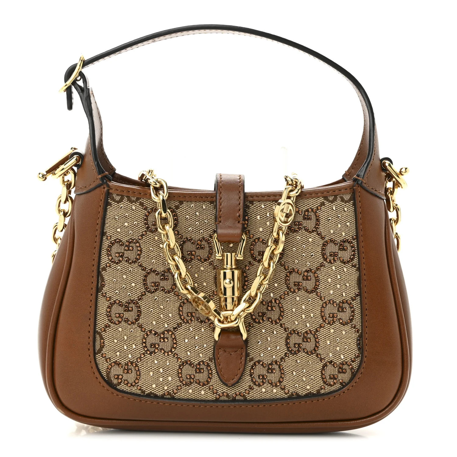 New Canvas Charisma Calfskin Crystal GG Monogram Mini Jackie 1961 Hobo Camel Ebony | FASHIONPHILE (US)