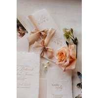 Hand-Bound His & Hers Wedding Vow Books, Handmade Paper With Letterpress Printing & Silk Ribbon | Etsy (US)