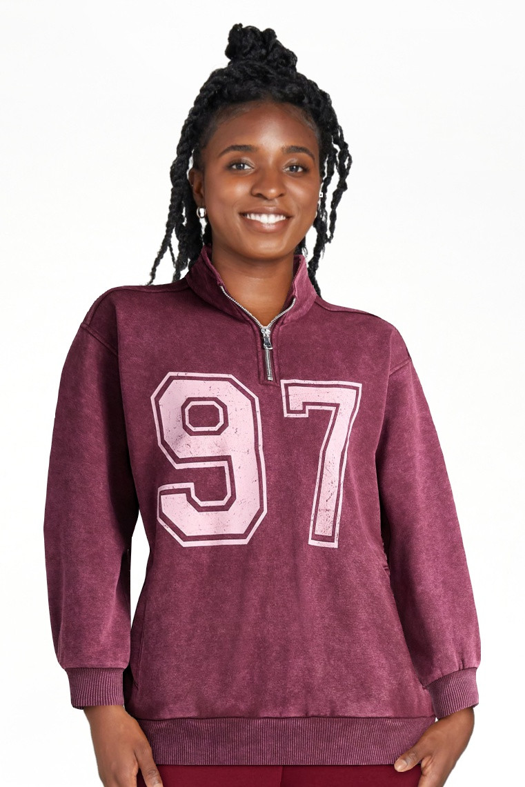 No Boundaries Mineral Wash Quarter Zip-Up Graphic Pullover Sweatshirt, Midweight, Women's - Walma... | Walmart (US)