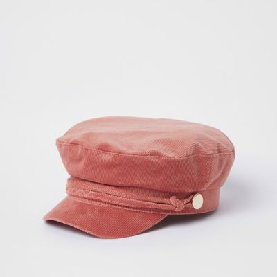 Pink cord baker boy hat | River Island (UK & IE)