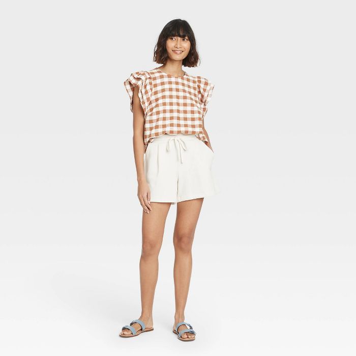 Women's Ruffle Short Sleeve Linen Top - A New Day™ | Target