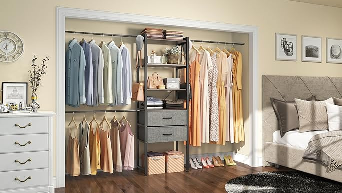 Rubbermaid FastTrack Closet Kit, White, 6-10 Ft., Wire Shelving Kit with Expandable Shelving and ... | Amazon (US)