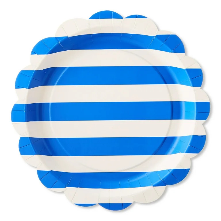Blue and White Stripe Disposable Paper Plates, 11.5", 8 Count, Easter by Way To Celebrate | Walmart (US)