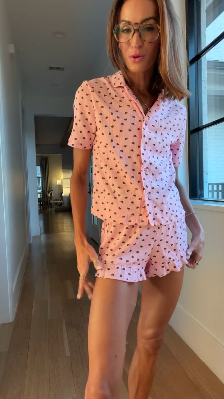 $25 pajamas set?! yes please! 💗 love the mini heart print + ruffle hem detail on the shorts! 🫶🏼

#LTKValentine