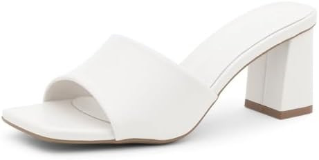 Shoe Land 3 Inch Block Heels for Women – Square Open Toe Slip-On Heeled Mules | Chunky Heel Dre... | Amazon (US)