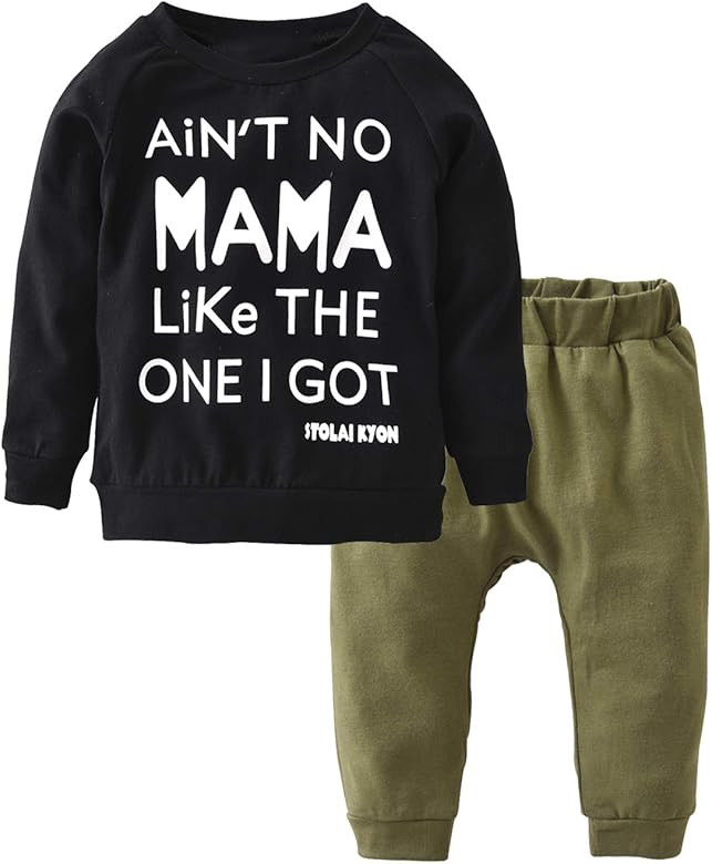 Toddler Baby Boy Letters Printed Tops Pants Leggings Outfits Clothes Set | Amazon (US)