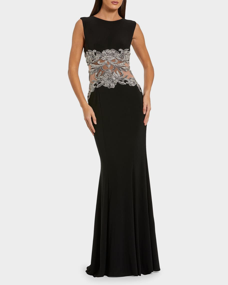 Mac Duggal Beaded-Waist Sleeveless Jersey Gown | Neiman Marcus