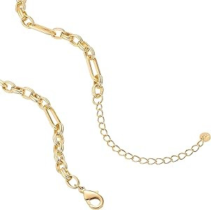 PAVOI 14K Gold Plated Curb Paperclip Box Sphere Bead Snake Herringbone and Figaro Chain Adjustabl... | Amazon (US)