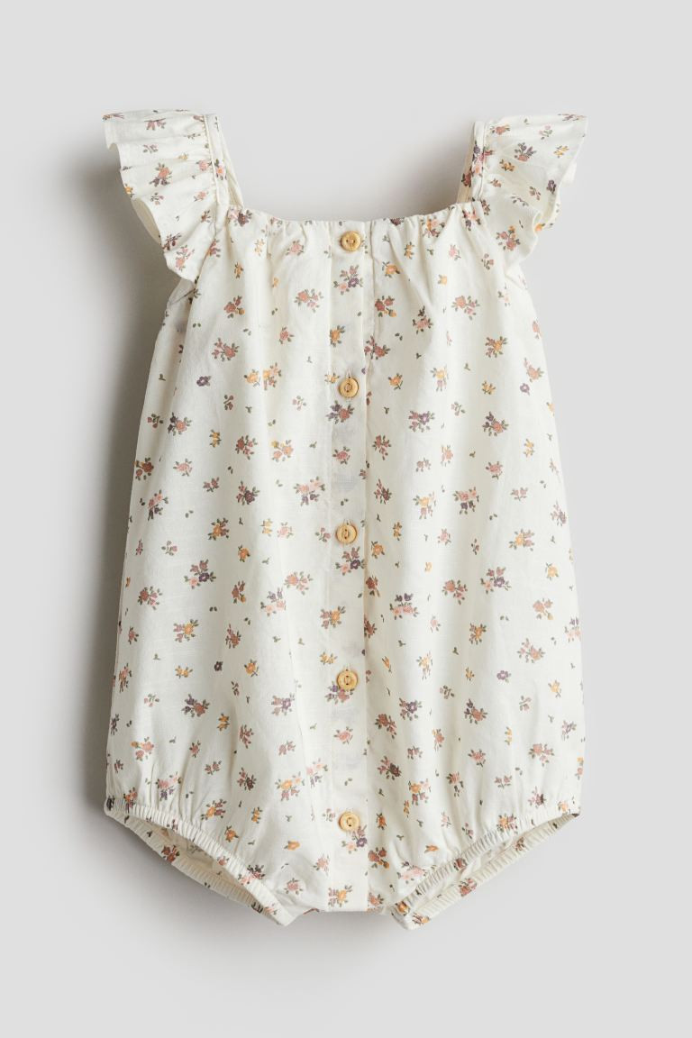 Cotton Romper Suit - Cream/floral - Kids | H&M US | H&M (US + CA)