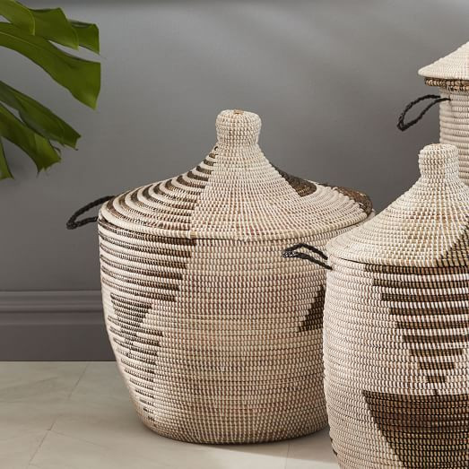 Graphic Printed Basket, Black/White, Oversized | West Elm (US)