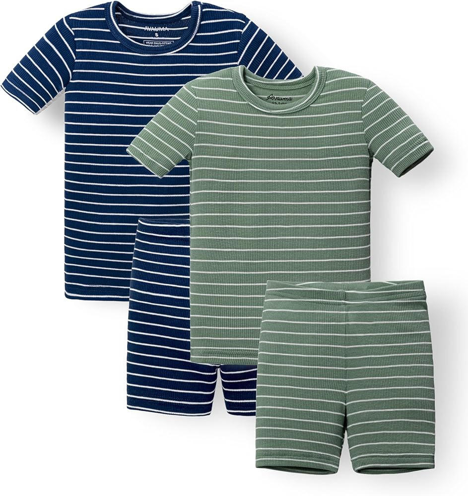 AVAUMA Stripe Pattern Baby Boys Girls Pajama Set Kids Toddler Snug fit Ribbed Sleepwear pjs for D... | Amazon (US)