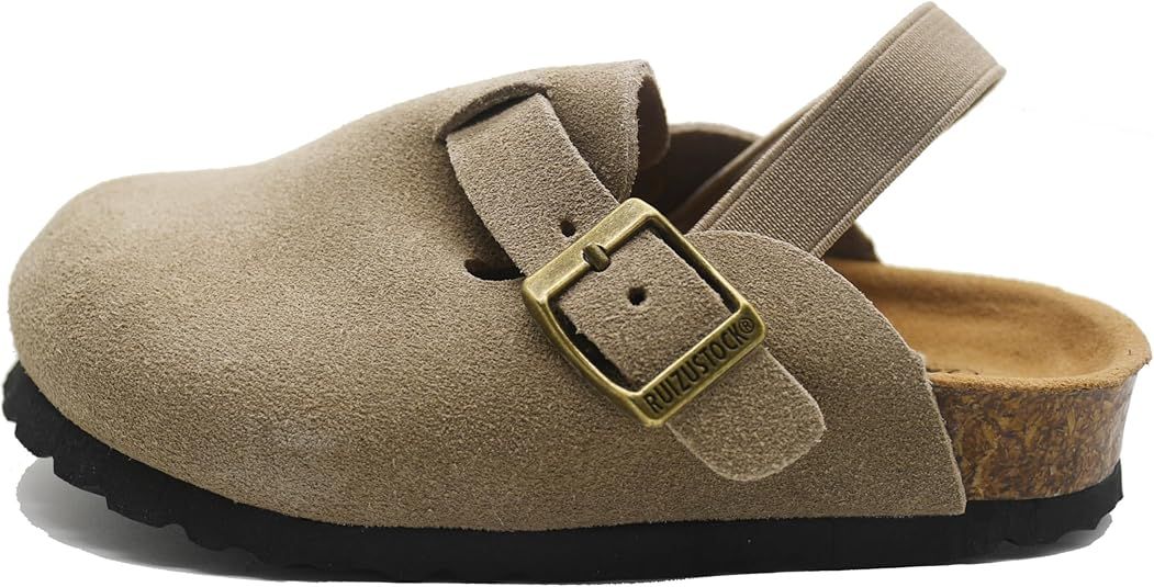 Kids Suede Clogs Toddler Clogs Boys Girls Sandals Cork Adjustable Buckle Mules Kid Slippers Flat ... | Amazon (US)