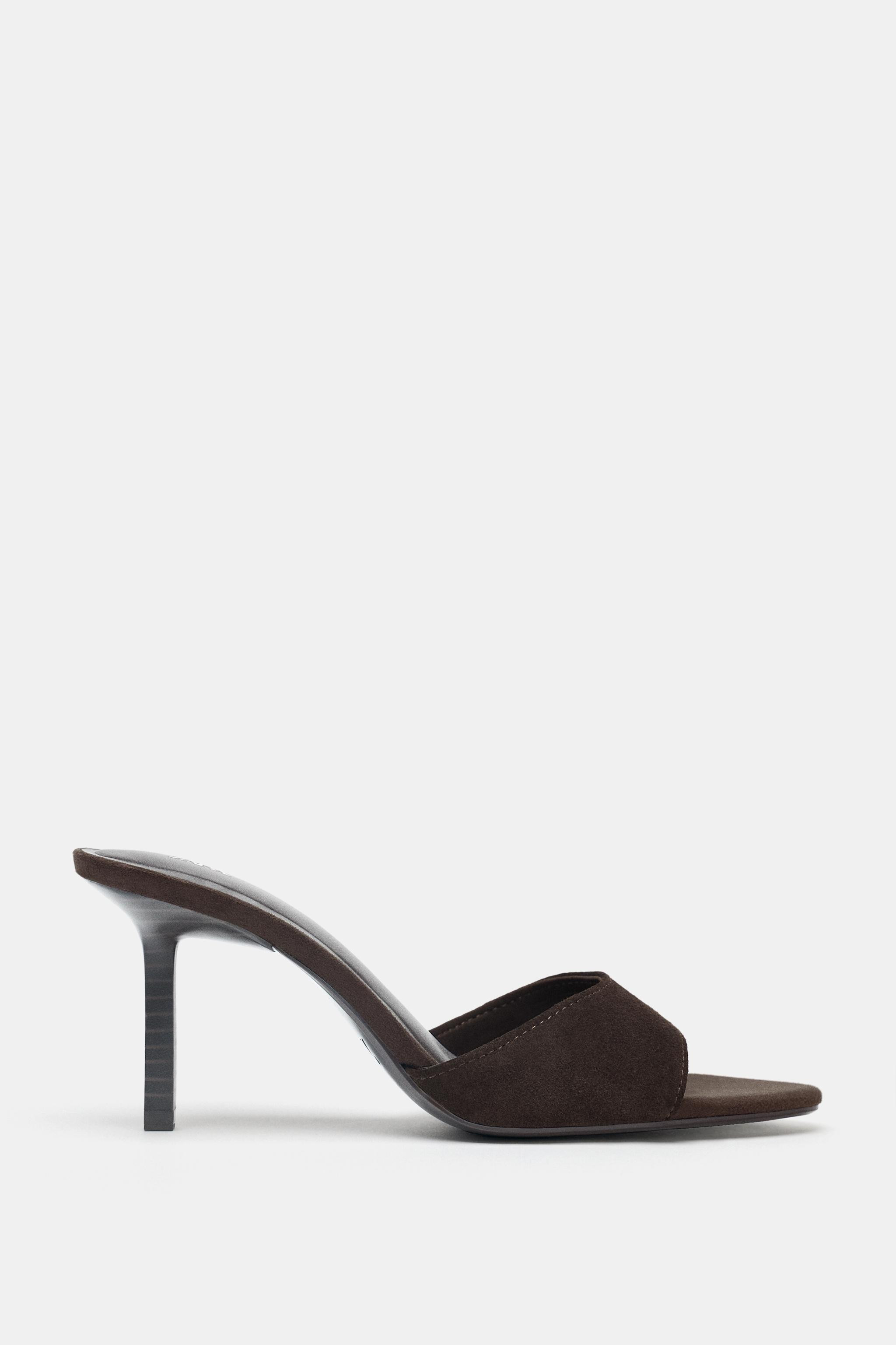 SPLIT LEATHER HEELED SANDALS | Zara US