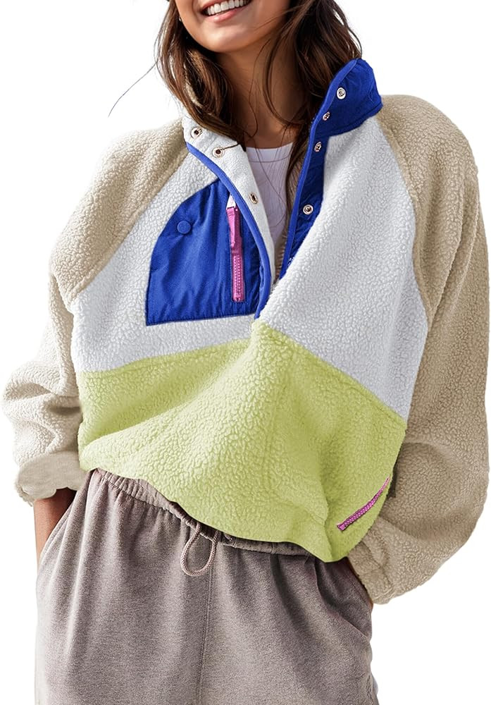 AMEBELLE Women’s Lightweight Fleece Pullover Jacket Cropped Fall Winter Fuzzy Sherpa Jacket Swe... | Amazon (US)