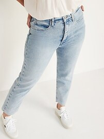 Extra High-Waisted Sky-Hi Button-Fly Straight Raw-Hem Jeans for Women | Old Navy (US)