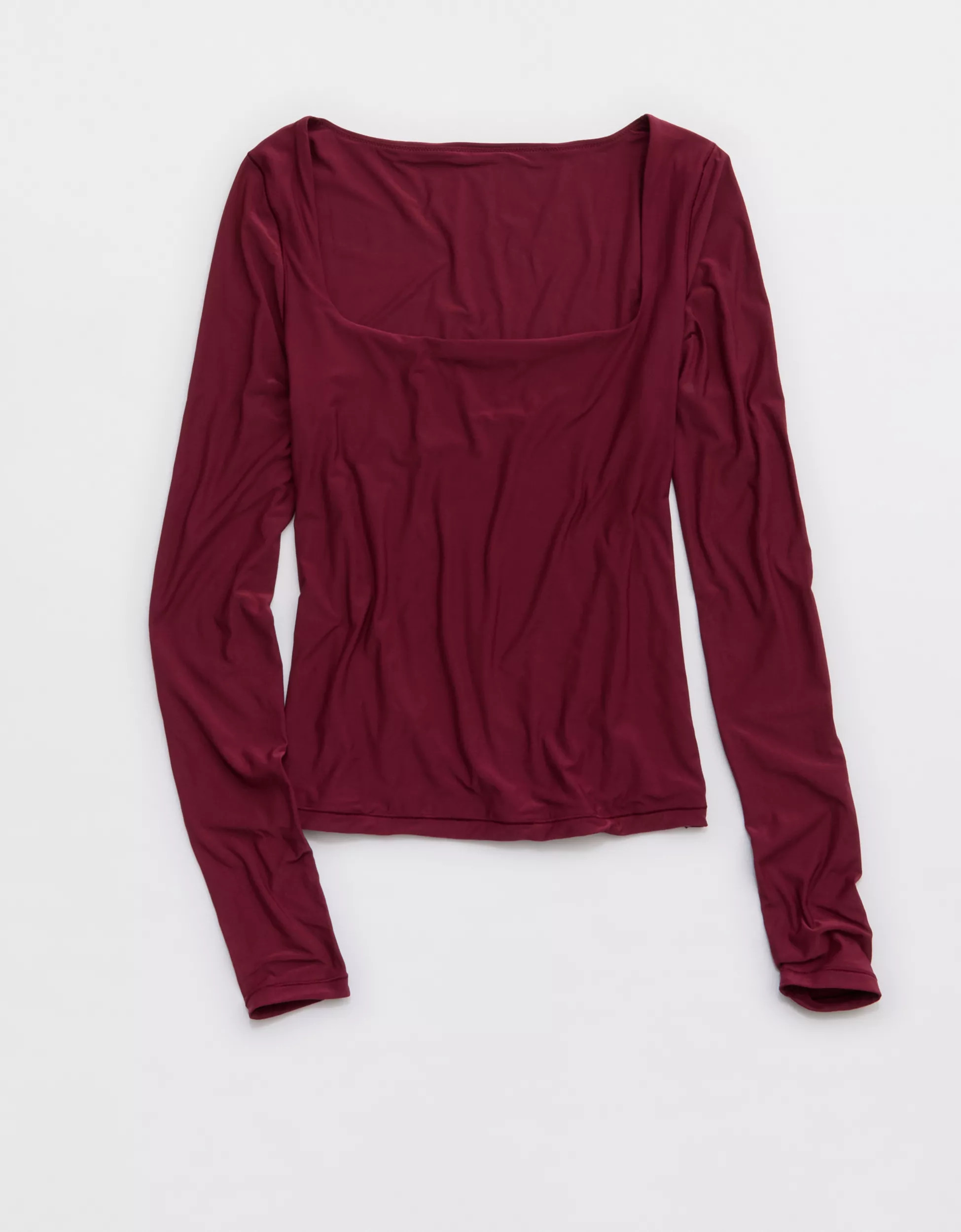 SMOOTHEZ Square Neck Long Sleeve T-Shirt | American Eagle Outfitters (US & CA)