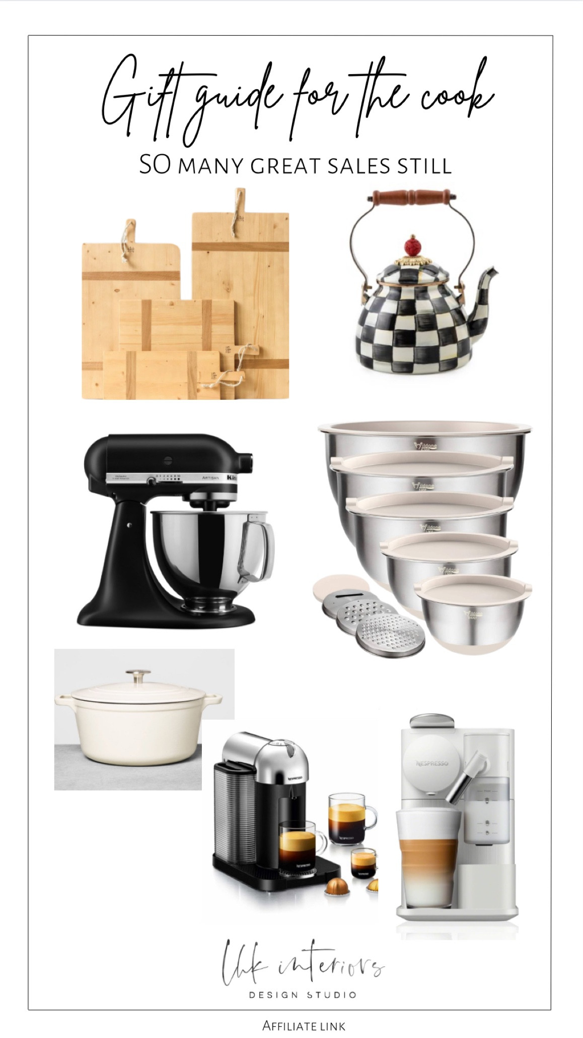 Wildone mixing bowls set of 5 / KitchenAid artisan series 5qt tilt head stand mixer / nespresso lattisima machine / enameled cast iron dutch oven / courtly check 2 qt tea kettle / rectangle pine charcuterie board 

#LTKGiftGuide #LTKsalealert #LTKHoliday