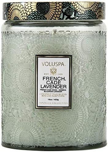 Voluspa French Cade and Lavender Large Embossed Glass Jar Candle, 16 Ounces | Amazon (US)
